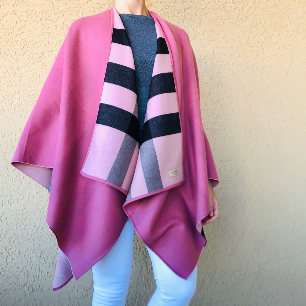 BURBERRY Charlotte Reversible Check Cape Poncho